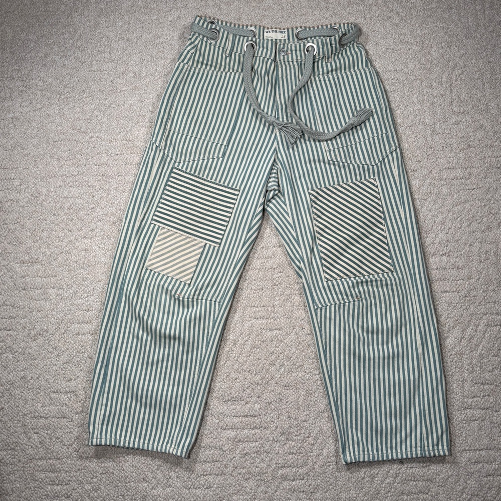 Free People We The Free Moxie Railroad Low-Slung Striped Jeans Size 28